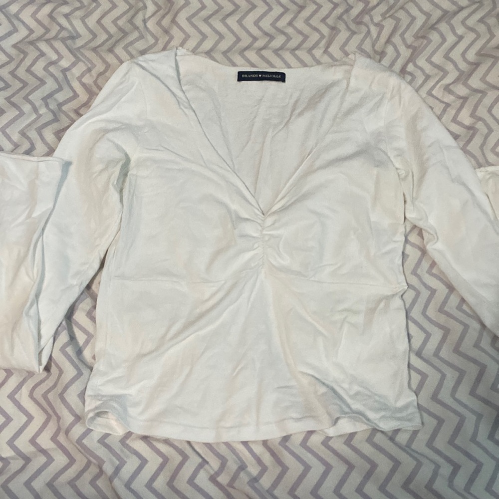 brandy melville clinched white long sleeve